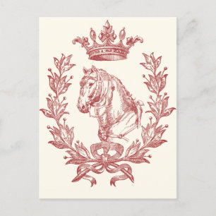 Elegante  rode paardenkroon Laurel Bow Crest Briefkaart