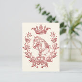 Elegante  rode paardenkroon Laurel Bow Crest Briefkaart (Staand voorkant)