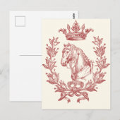 Elegante  rode paardenkroon Laurel Bow Crest Briefkaart (Voorkant / Achterkant)