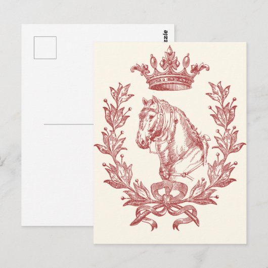 Elegante  rode paardenkroon Laurel Bow Crest Briefkaart (Voorkant / Achterkant)