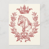 Elegante  rode paardenkroon Laurel Bow Crest Briefkaart (Voorkant)