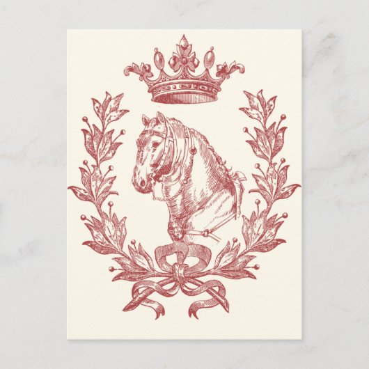 Elegante  rode paardenkroon Laurel Bow Crest Briefkaart (Voorkant)