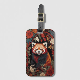 Elegante rode panda William Morris geïnspireerd do Bagagelabel