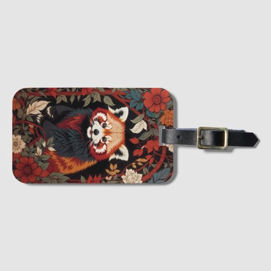 Elegante rode panda William Morris geïnspireerd do Bagagelabel (Voorkant (horizontaal))