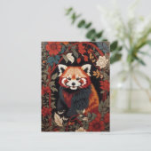 Elegante rode panda William Morris geïnspireerd do Briefkaart (Staand voorkant)