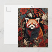 Elegante rode panda William Morris geïnspireerd do Briefkaart (Voorkant / Achterkant)
