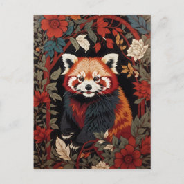 Elegante rode panda William Morris geïnspireerd do Briefkaart