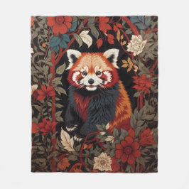 Elegante rode panda William Morris geïnspireerd do Fleece Deken