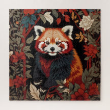 Elegante rode panda William Morris geïnspireerd do