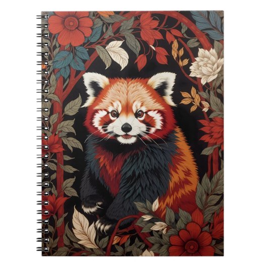 Elegante rode panda William Morris geïnspireerd do Notitieboek (Voorkant)