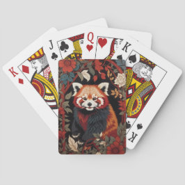 Elegante Rode Panda William Morris Geïnspireerde B Pokerkaarten