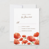 Elegante rode papaver bloemen bruiloft RSVP (Voorkant)