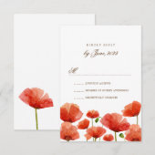 Elegante rode papaver bloemen bruiloft RSVP (Voorkant / Achterkant)