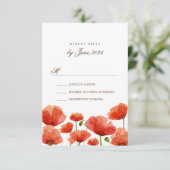 Elegante rode papaver bloemen bruiloft RSVP Kaartje (Staand voorkant)