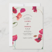 Elegante rode papaver bloemenbruiloft kaart (Voorkant)