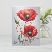 Elegante rode papaver Jubileum Kaart - Tijdloos (Staand voorkant)
