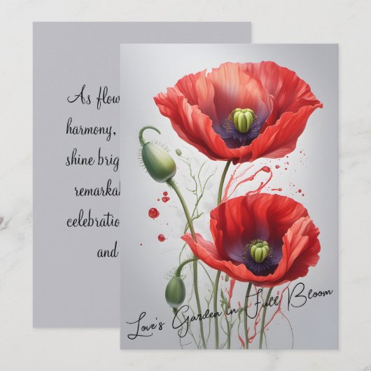 Elegante rode papaver Jubileum Kaart - Tijdloos (Voorkant / Achterkant)