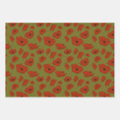 Elegante rode papavers met Schattigee groene blade Inpakpapier Vel (Voorkant 3)