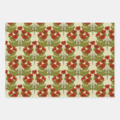 Elegante rode papavers met Schattigee groene blade Inpakpapier Vel (Voorkant)