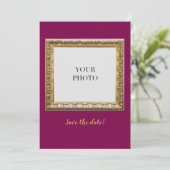 Elegante rode persoonlijke foto en tekst save the date (Staand voorkant)