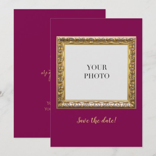 Elegante rode persoonlijke foto en tekst save the date (Voorkant / Achterkant)