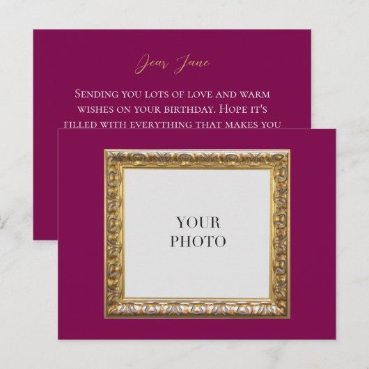 Elegante rode persoonlijke foto Lijst en tekst Briefkaart (Voorkant / Achterkant)