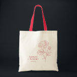 Elegante Rode Pioen Bloem Bruiloft Welkom Tote Bag<br><div class="desc">Een rode pioen lijntje tekening maakt een elegante statement voor je bruiloft. Je kan het personaliseren met je informatie en de kleur aanpassen aan je evenement.</div>