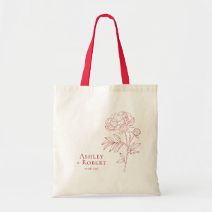 Elegante Rode Pioen Bloem Trouw Welkom Tote Bag