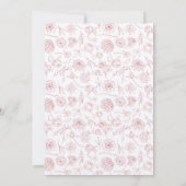 Elegante rode pioen Bloemen Border Line Art Weddin Kaart (Achterkant)