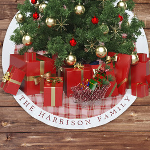 Elegante rode plaid gepersonaliseerd kerstboom rok