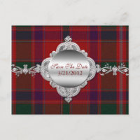 Elegante rode plaid Save the Date Briefkaart
