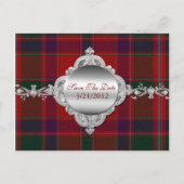Elegante rode plaid Save the Date Briefkaart (Voorkant)