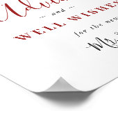 Elegante Rode Poinsettia Advies & Wensen Bruiloft Poster (Hoek)