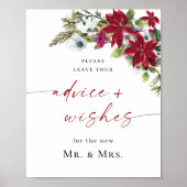 Elegante rode poinsettia Advies & Wensen Trouwen Poster (Voorkant)