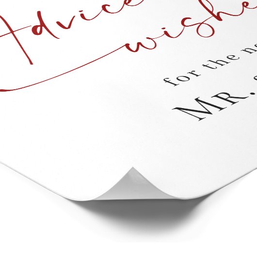 Elegante rode poinsettia Advies & Wensen Trouwen Poster (Hoek)