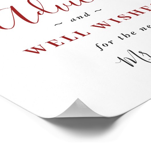 Elegante rode poinsettia Advies & Wensen Trouwen Poster (Hoek)