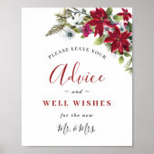 Elegante rode poinsettia Advies & Wensen Trouwen Poster (Voorkant)