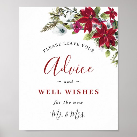 Elegante rode poinsettia Advies & Wensen Trouwen Poster (Voorkant)
