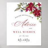 Elegante rode poinsettia Advies & Wensen Trouwen Poster (Voorkant)