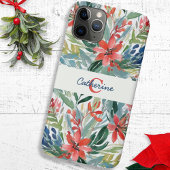 Elegante  rode Poinsettia Bloemen Monogrammed Case-Mate iPhone Case