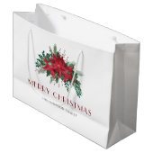 Elegante rode poinsettia bloemenkerst groot cadeauzakje (Voorkant Gekanteld)