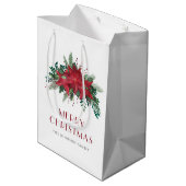 Elegante rode poinsettia bloemenkerst medium cadeauzakje (Achterkant Gekanteld)