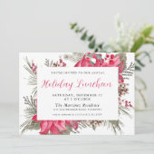 Elegante rode poinsettia botanische feestlunch kaart (Staand voorkant)