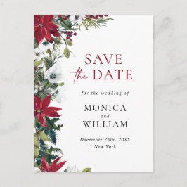 Elegante rode poinsettia bruiloft Save the Date Briefkaart