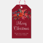 Elegante rode poinsettia Custom Vrolijk Kerstfeest Cadeaulabel (Voorkant)