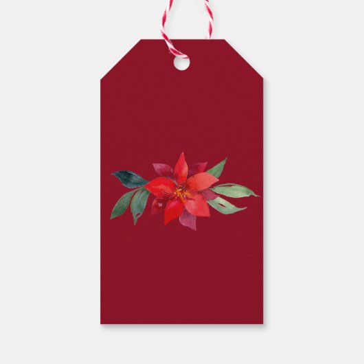 Elegante rode poinsettia Custom Vrolijk Kerstfeest Cadeaulabel (Achterkant)