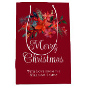 Elegante rode poinsettia Custom Vrolijk Kerstfeest Medium Cadeauzakje (Voorkant)