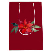 Elegante rode poinsettia Custom Vrolijk Kerstfeest Medium Cadeauzakje (Achterkant)