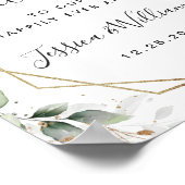 Elegante Rode Poinsettia Eucalyptus Trouw Welkom Poster (Hoek)