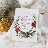 Elegante rode poinsettia groen kerstfeest kaart